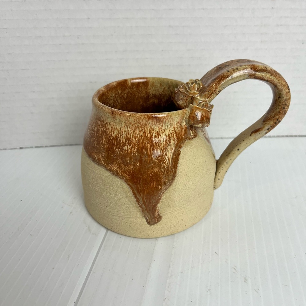 Handcrafted Ceramic Mug - Brown and Cream signed